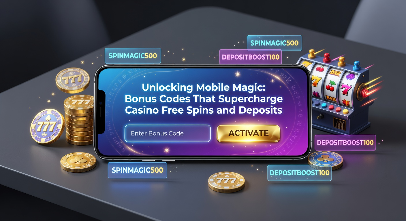 Diverse Smartphones mit Casino-Apps, Bonus-Pop-ups und Code-Eingabefeldern, illustriert den mobilen Bonus-Zugang